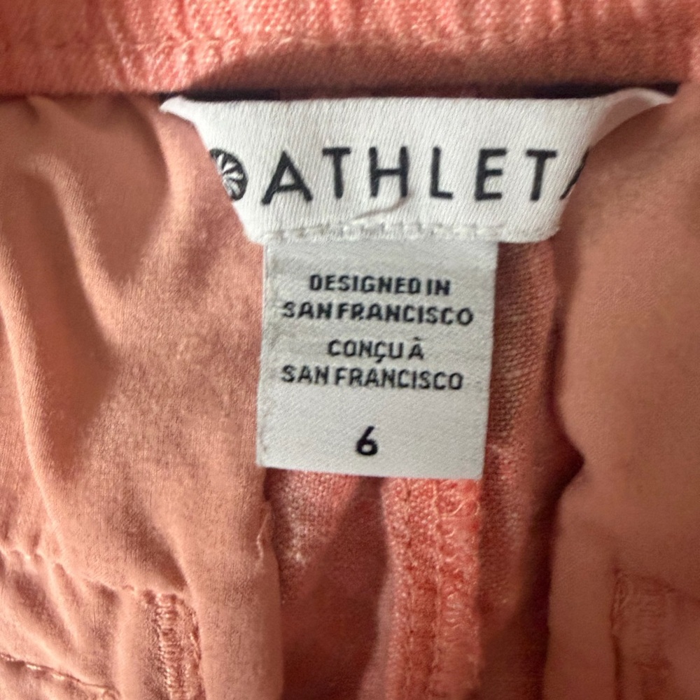 Athleta Women's Retreat Linen Joggers Coral Pink Size 6. - Picture 4 of 5